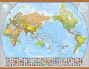 WM00400_L_CWDHB - World Pacific-centred Wall Map with flags