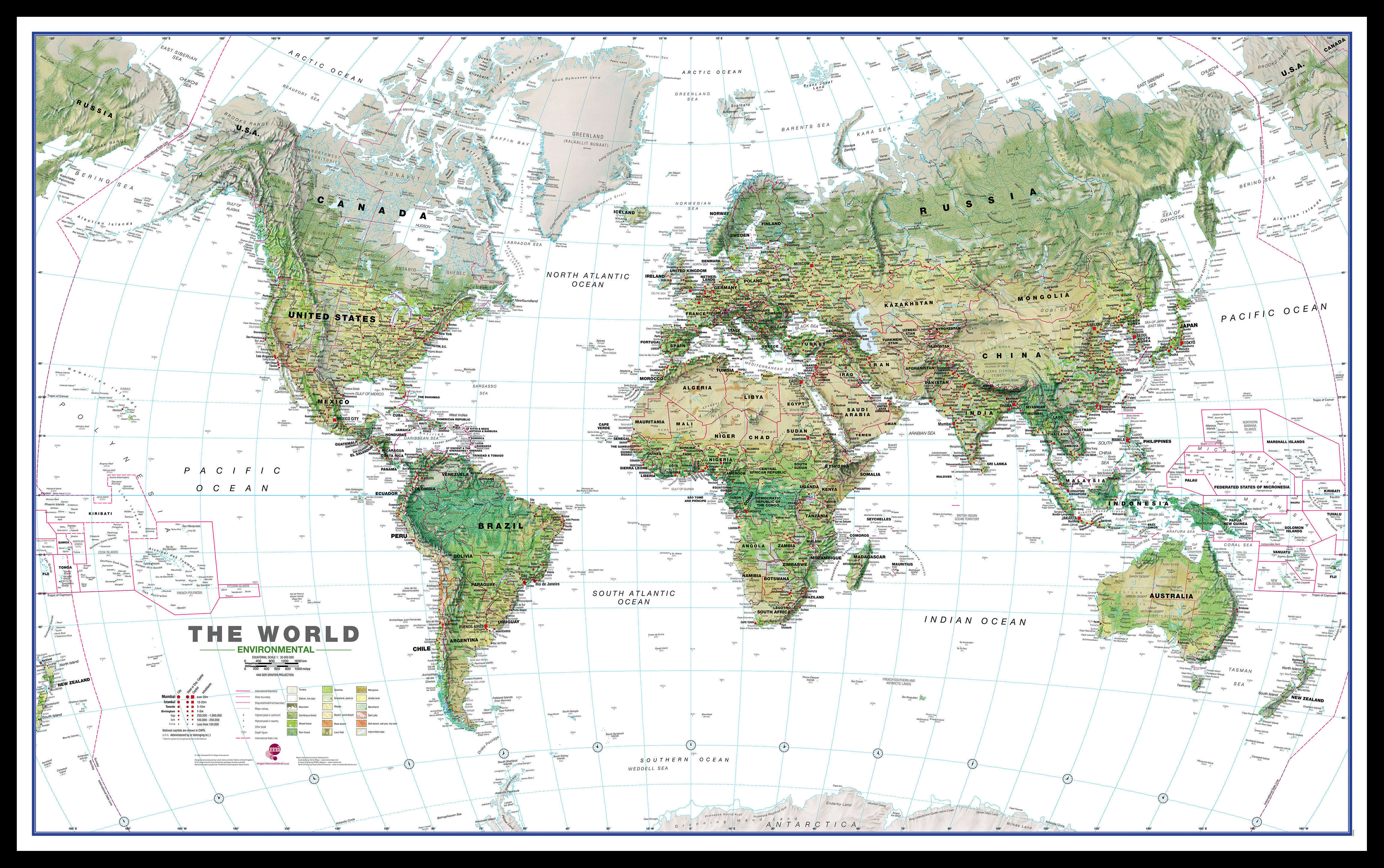 WM00402_L_LBDBL - World Wall Map Environmental White Ocean