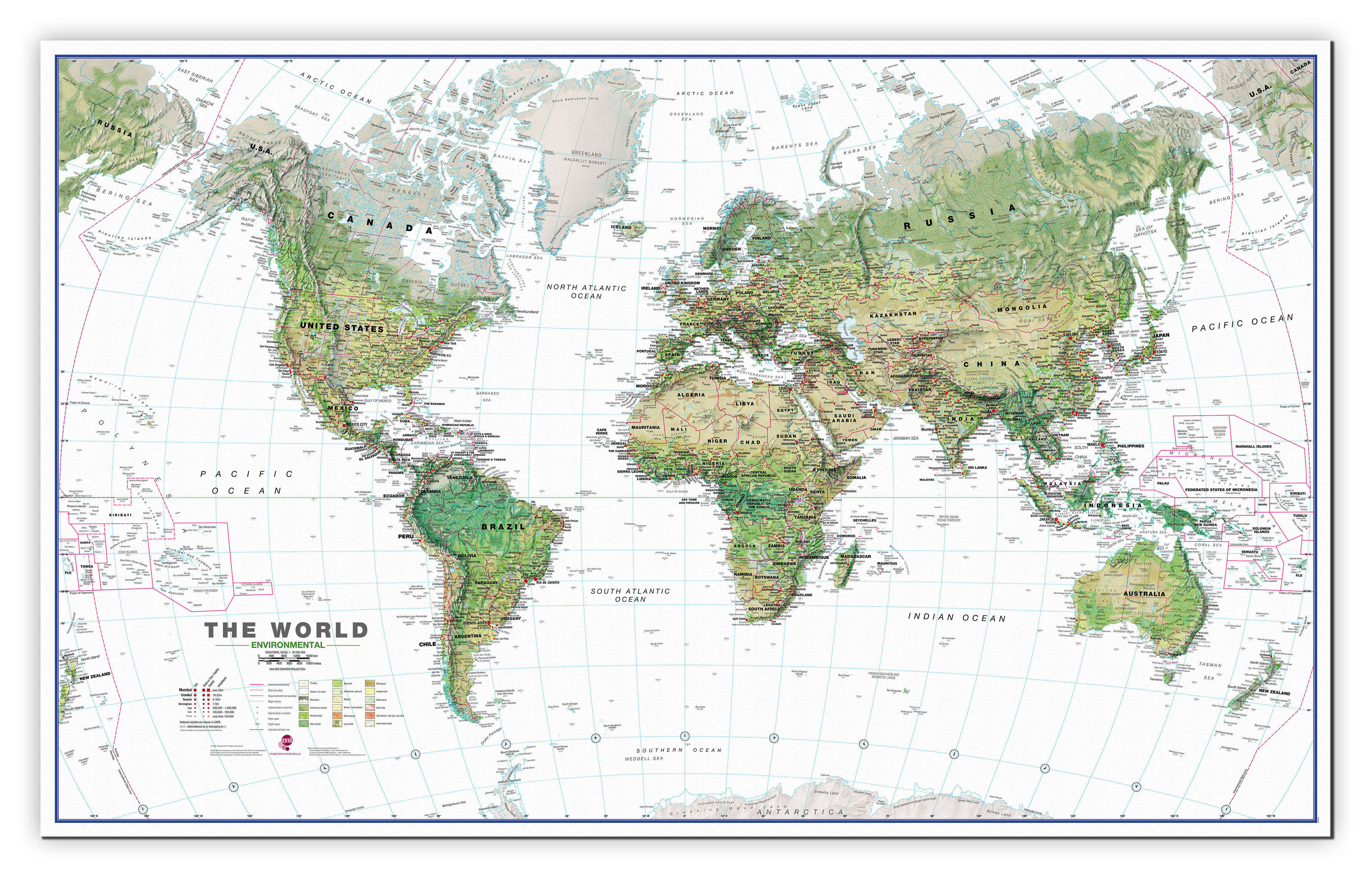 WM00402_H_CANVA - World Wall Map Environmental White Ocean