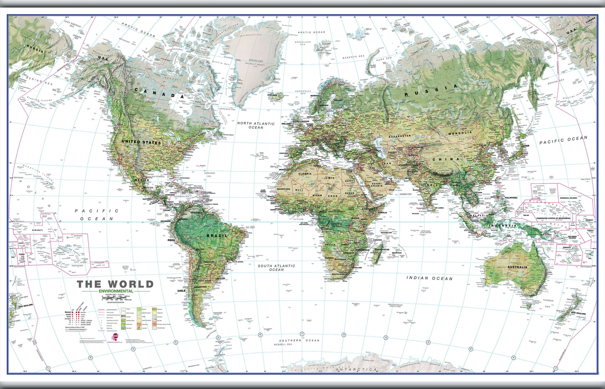 WM00402_L_CANHB - World Wall Map Environmental White Ocean
