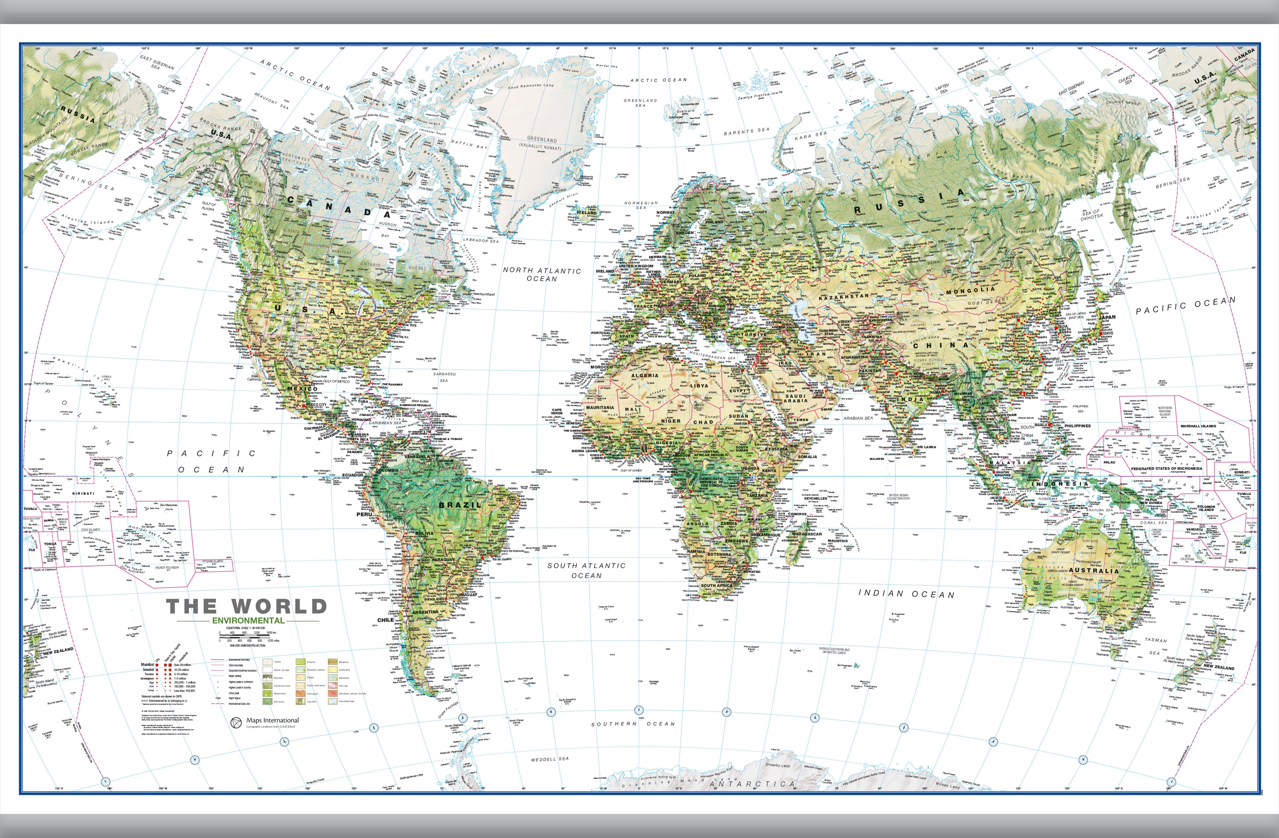 WM00402_L_LAMHB - World Wall Map Environmental White Ocean