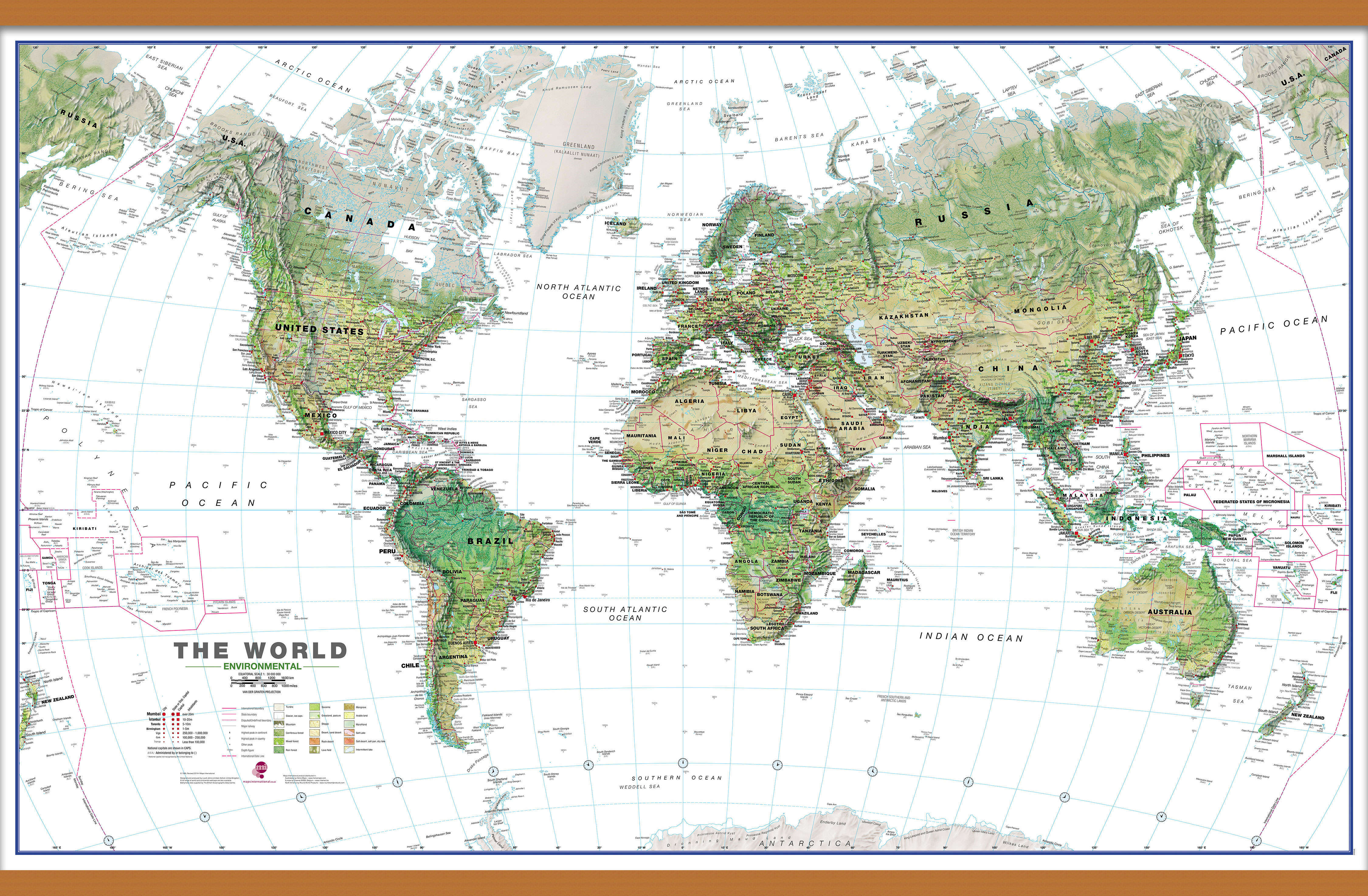 WM00402_L_LWDHB - World Wall Map Environmental White Ocean