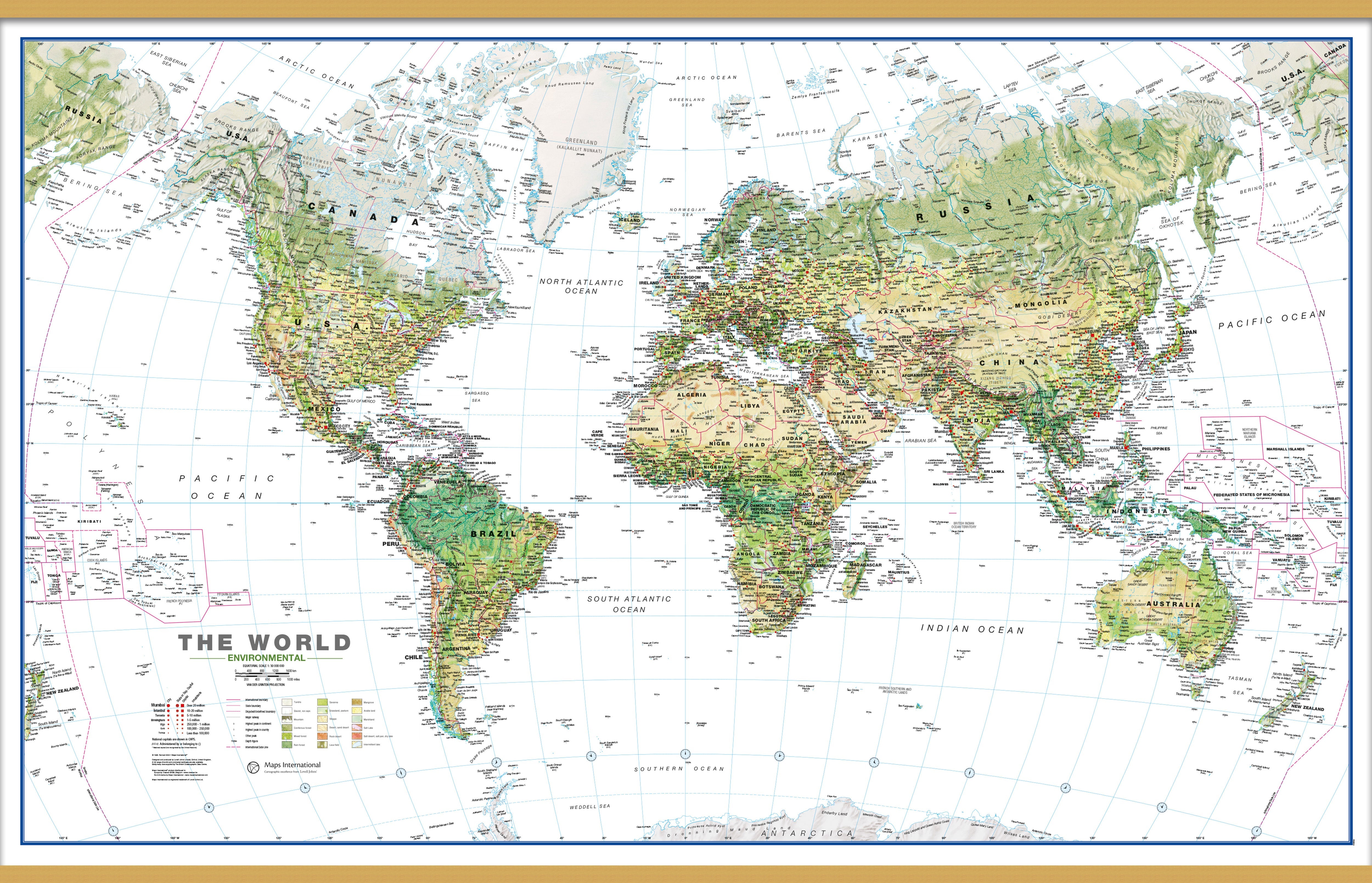 WM00402_H_LWDHB - World Wall Map Environmental White Ocean