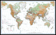 WM00914_L_LBDBL - World Wall Map Physical White Ocean
