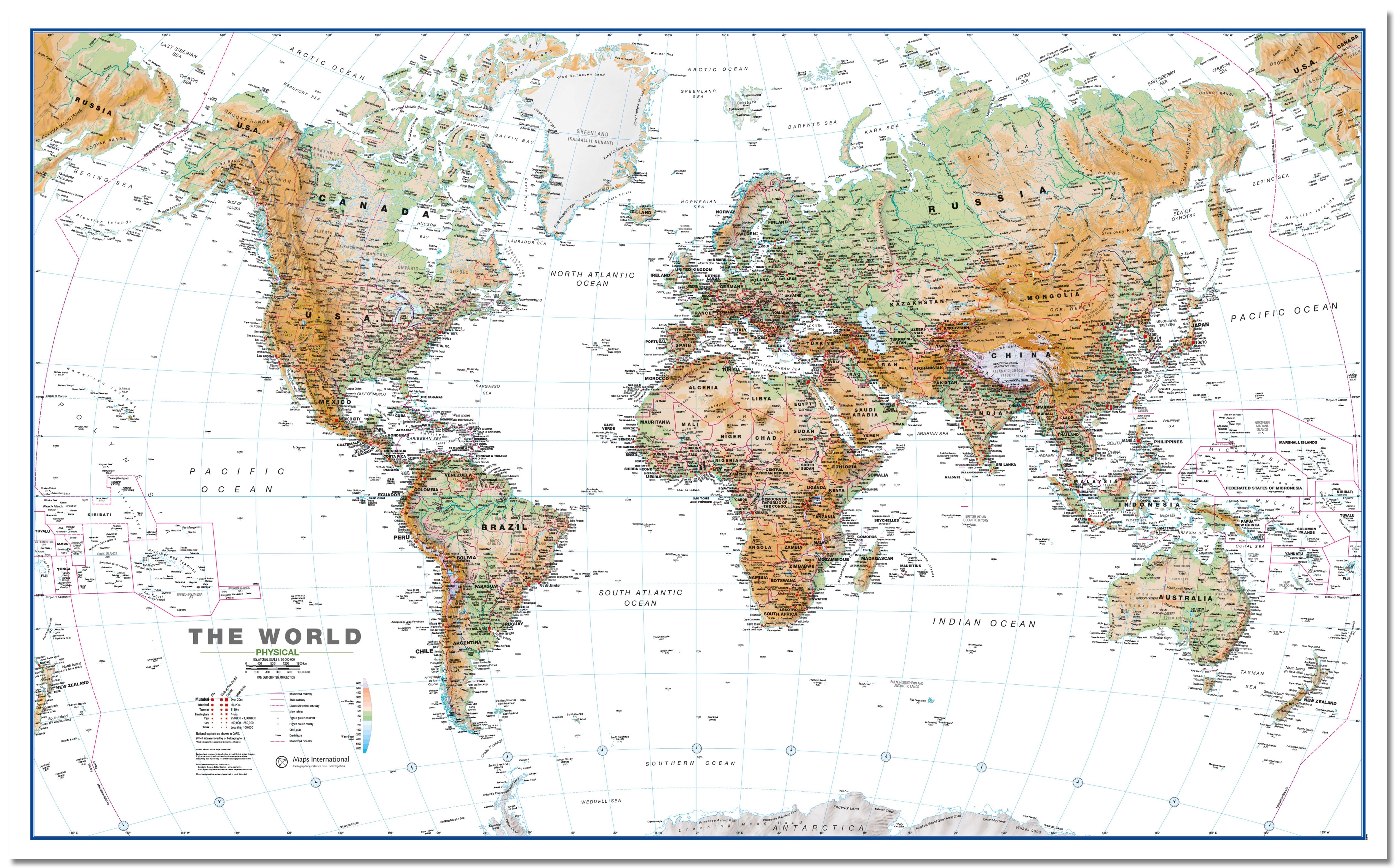 WM00914_H_LMBRD - World Wall Map Physical White Ocean