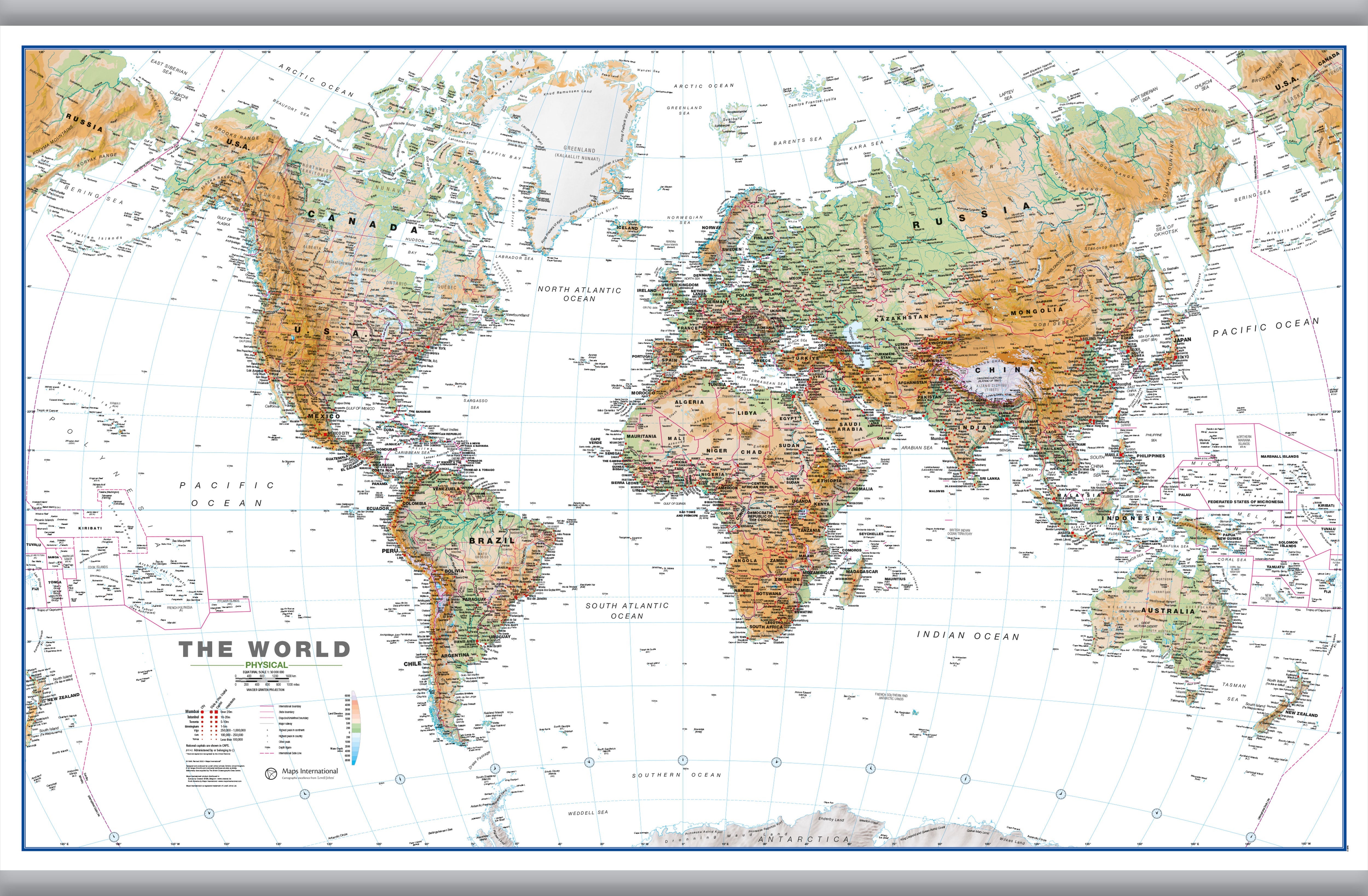 WM00914_H_LAMHB - World Wall Map Physical White Ocean