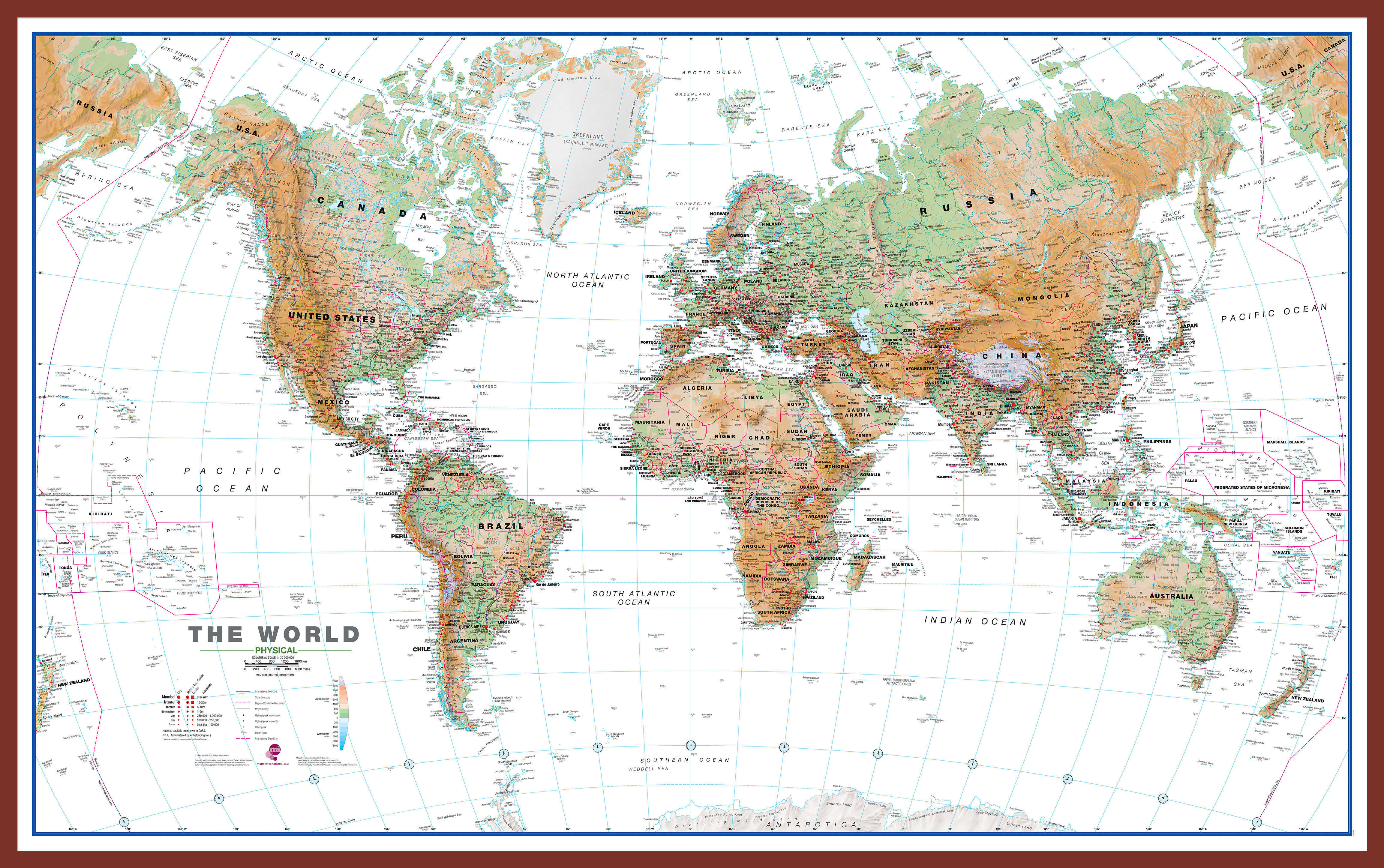 WM00914_L_LBDOK - World Wall Map Physical White Ocean