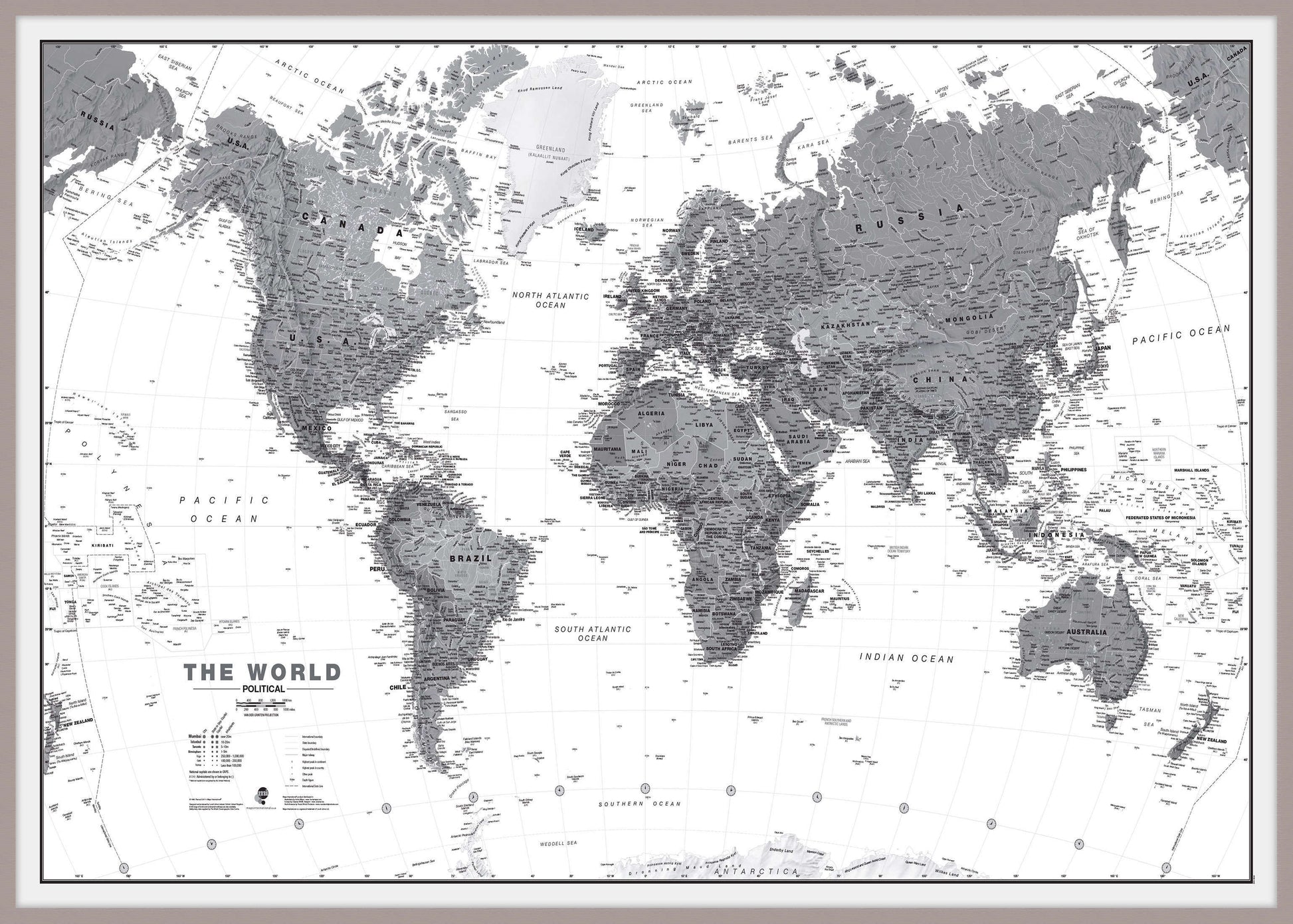 WM01642_L_LBDAL - World Wall Map Political Black & White