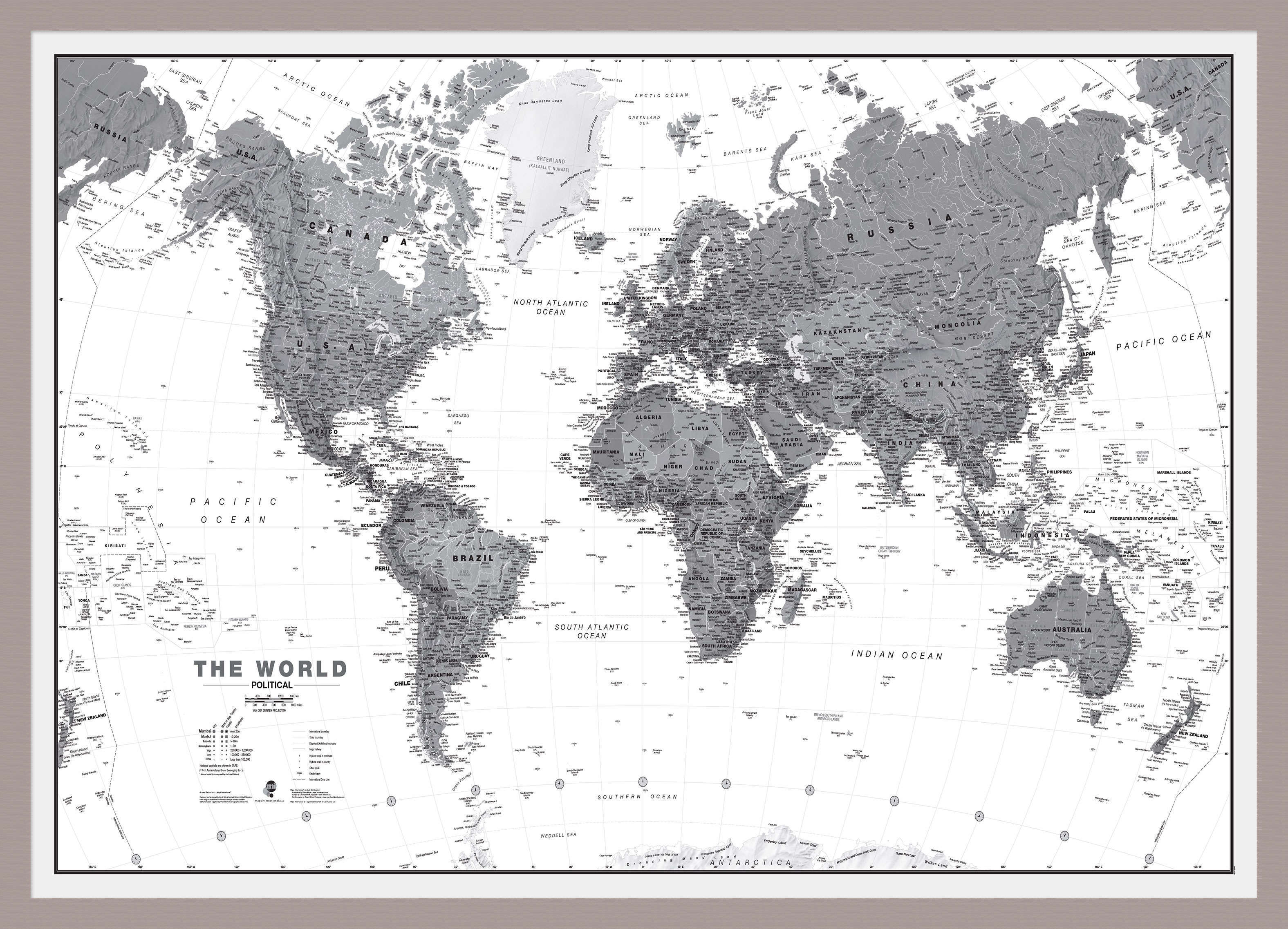 WM01642_M_MGFAL - World Wall Map Political Black & White