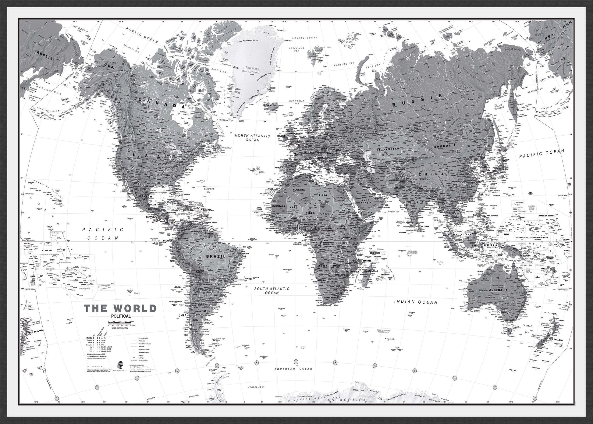 WM01642_L_LBWBL - World Wall Map Political Black & White