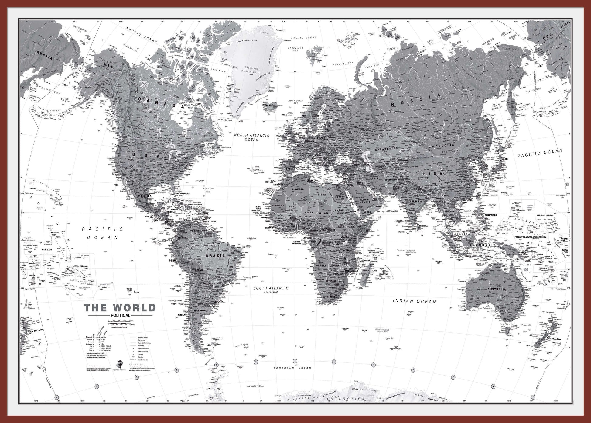 WM01642_L_LBDOK - World Wall Map Political Black & White