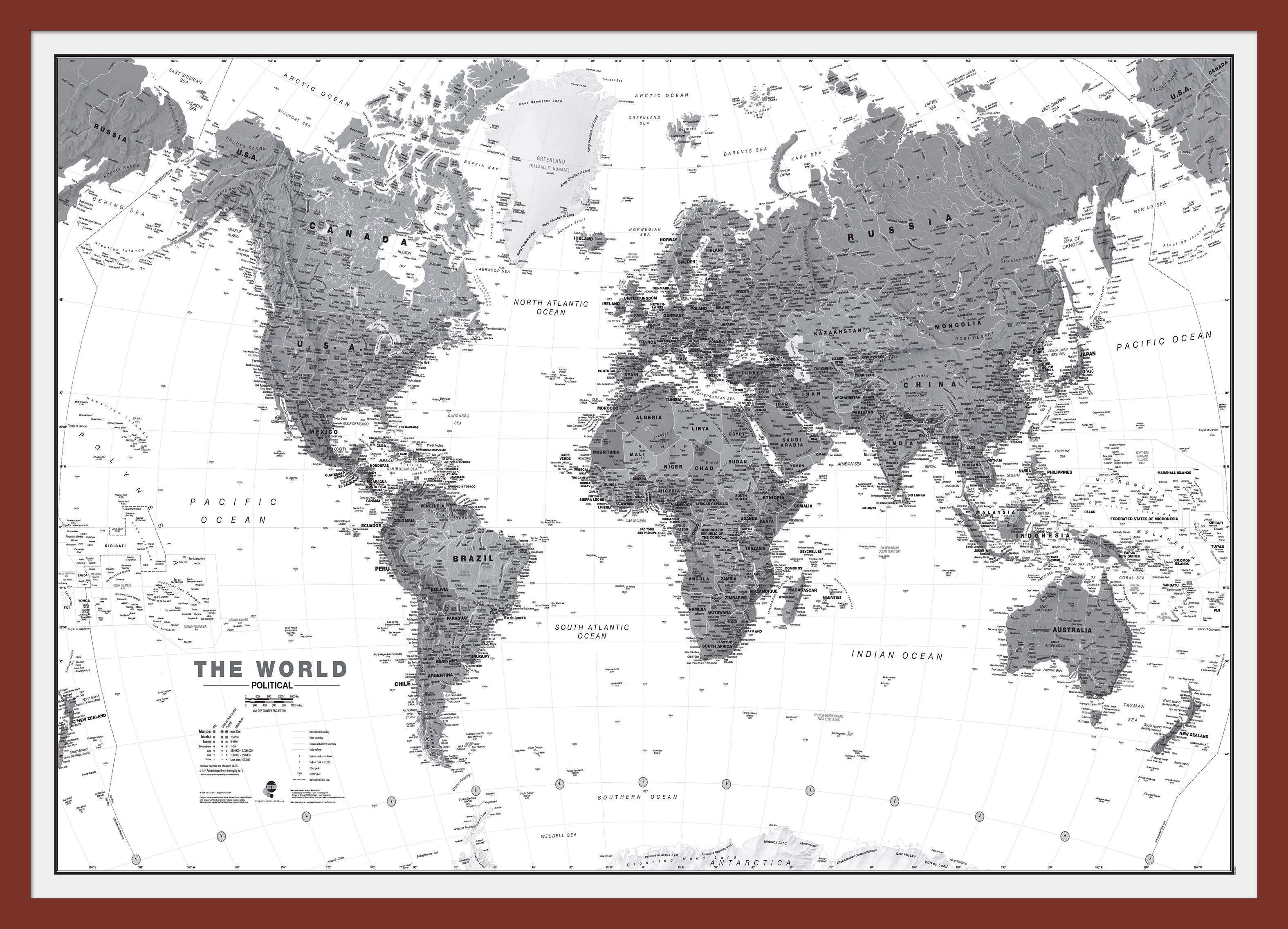 WM01642_M_PINOK - World Wall Map Political Black & White