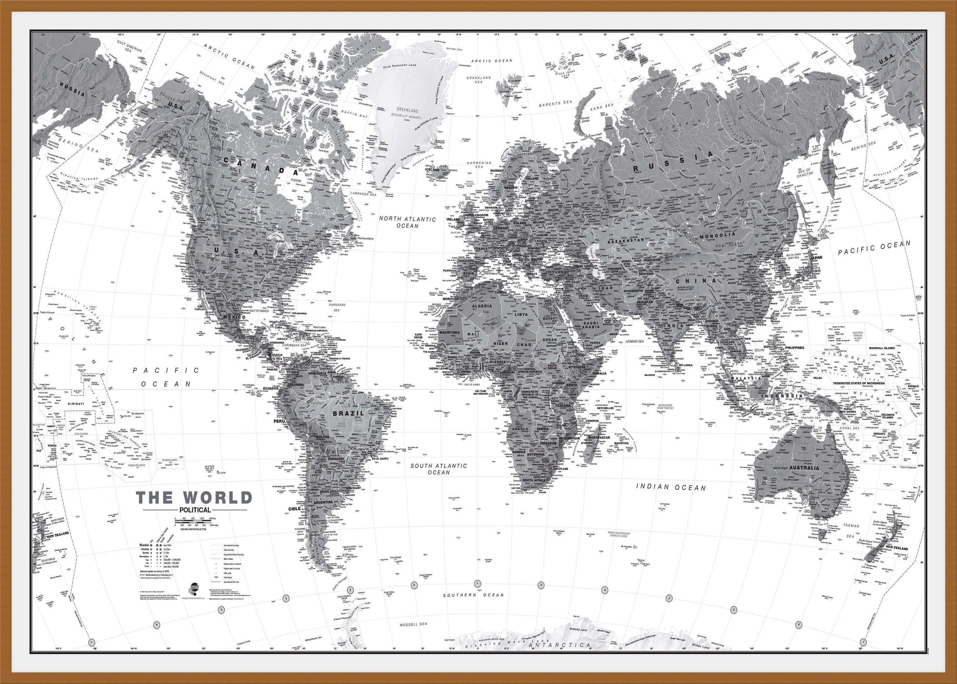 WM01642_L_WDTEA - World Wall Map Political Black & White