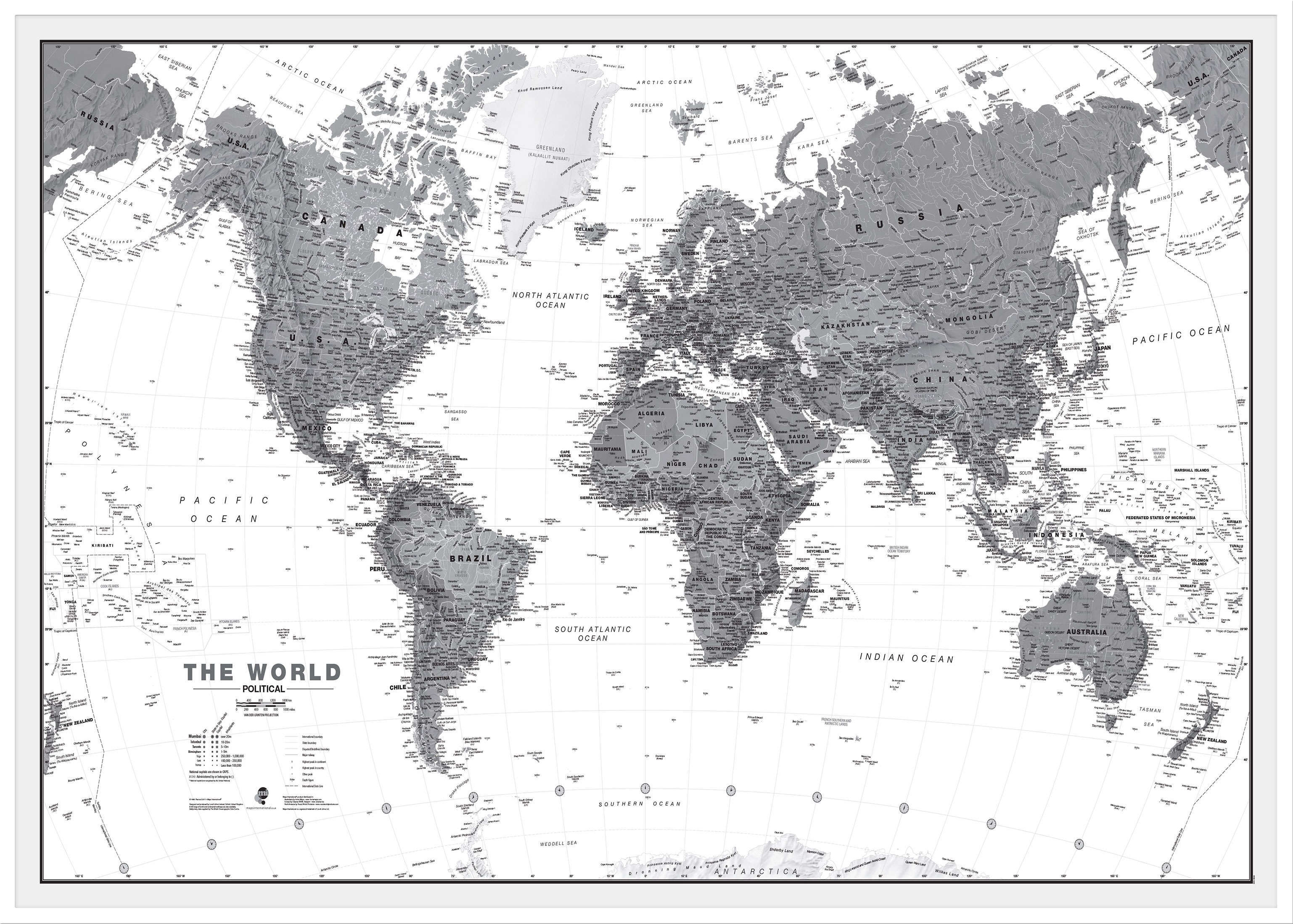 WM01642_L_LBWWH - World Wall Map Political Black & White