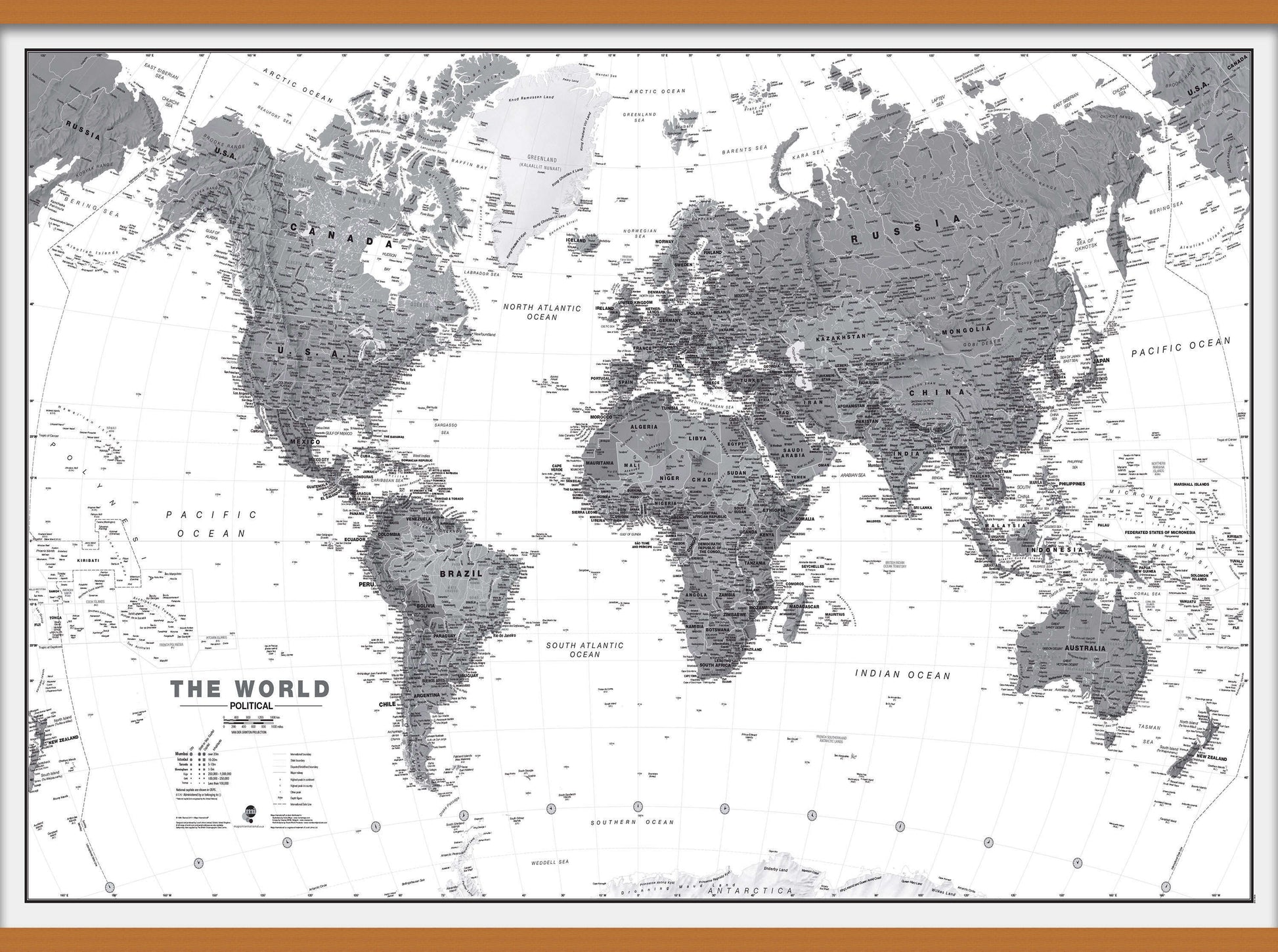 WM01642_H_LWDHB - World Wall Map Political Black & White