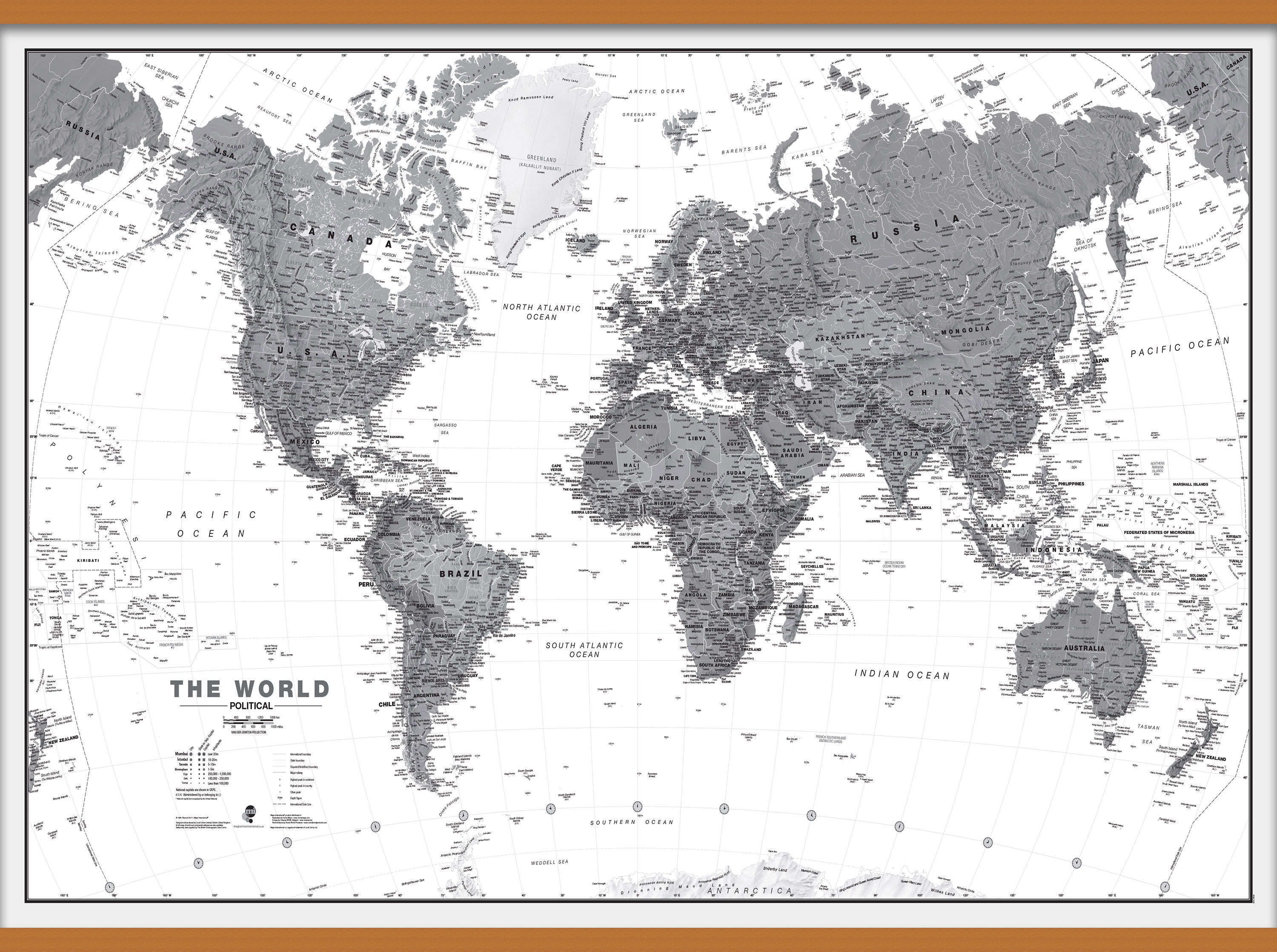 WM01642_H_LWDHB - World Wall Map Political Black & White