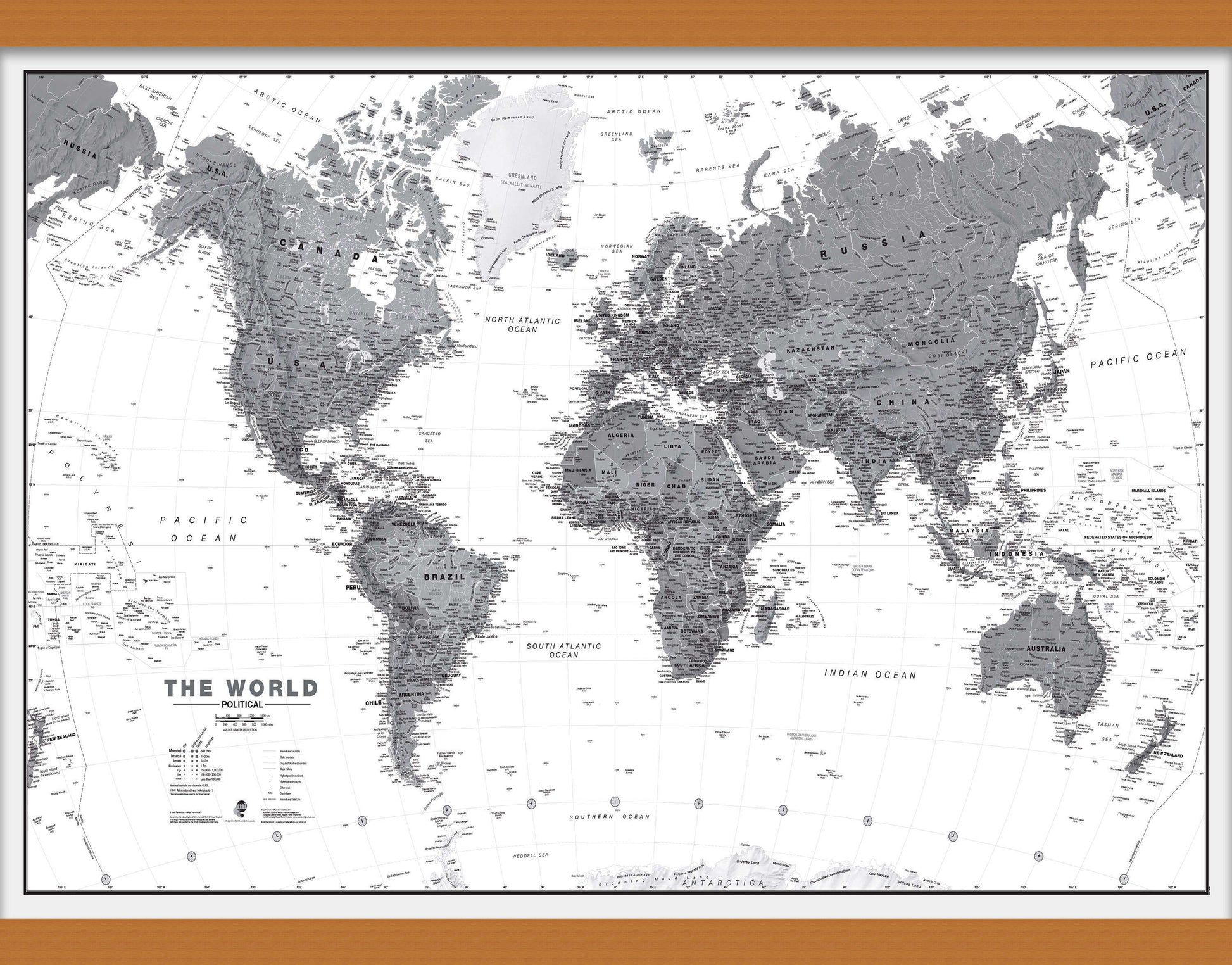WM01642_M_LWDHB - World Wall Map Political Black & White