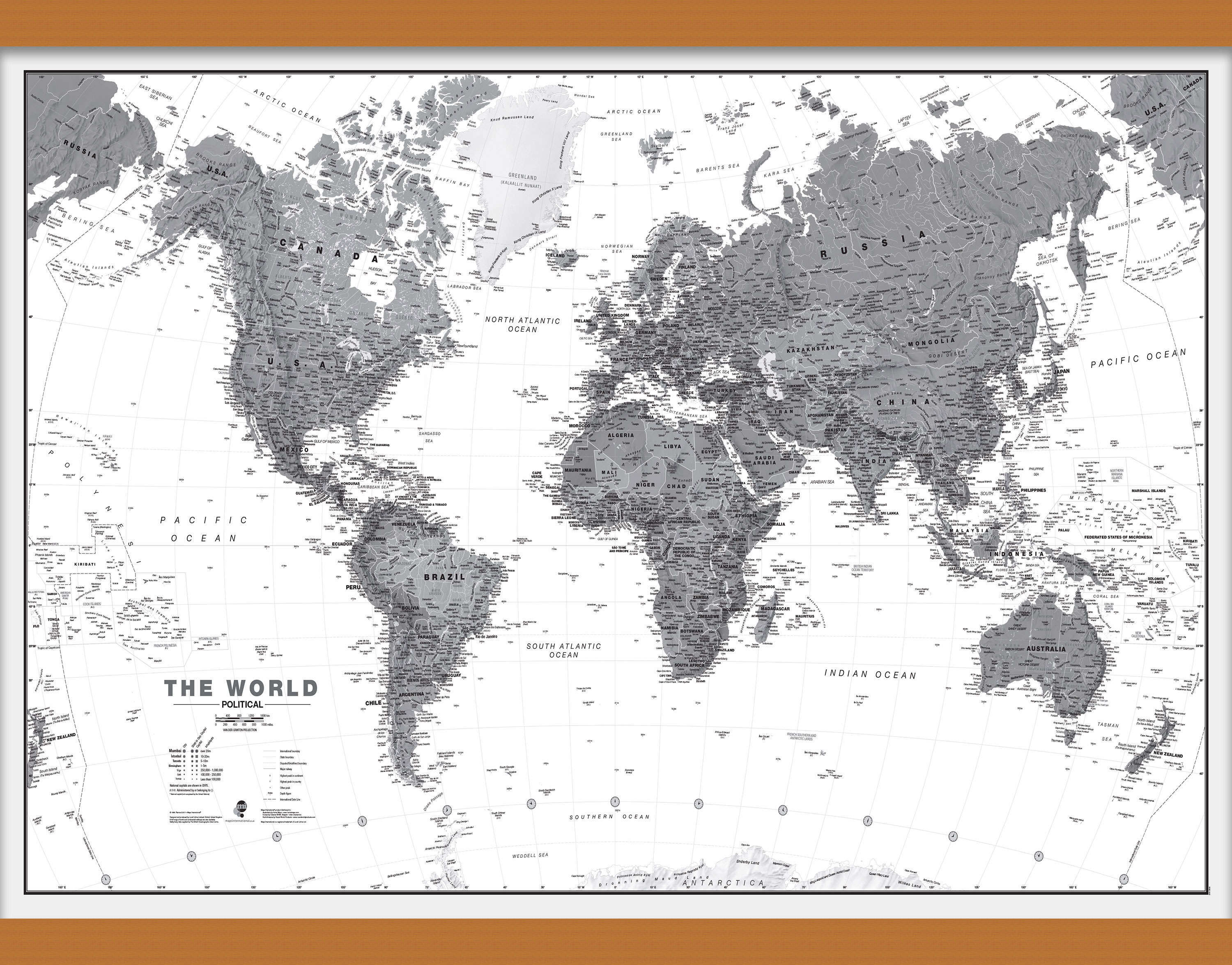 WM01642_M_LWDHB - World Wall Map Political Black & White
