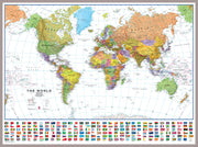 WM00401_L_MGFAL - World Wall Map Political with flags White Ocean