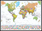 WM00401_L_LBDBL - World Wall Map Political with flags White Ocean