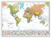WM00401_L_CANVA - World Wall Map Political with flags White Ocean