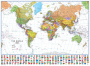 WM00401_L_PAPER - World Wall Map Political with flags White Ocean