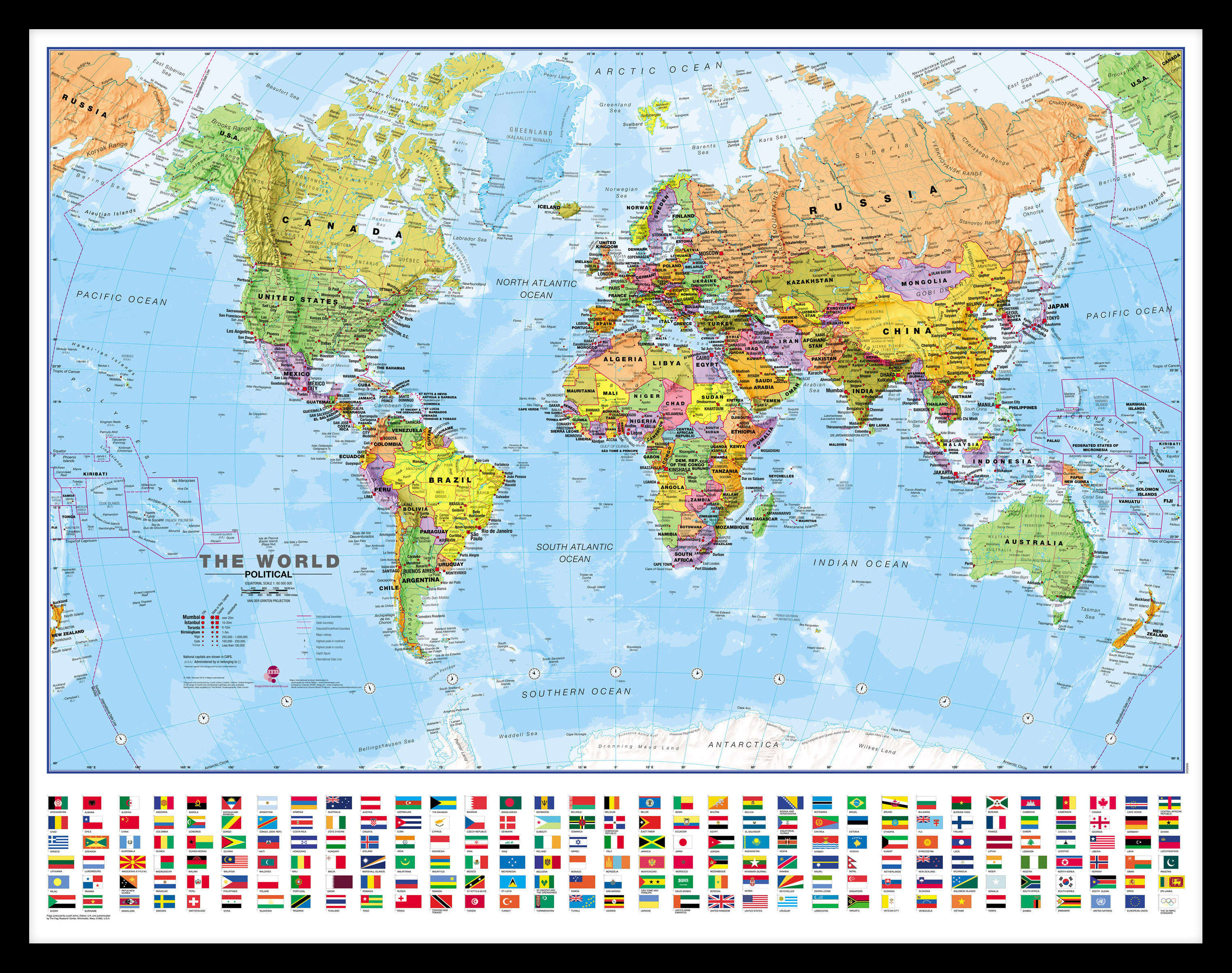 WM00002_S_PINBL - Political World Map with country flags