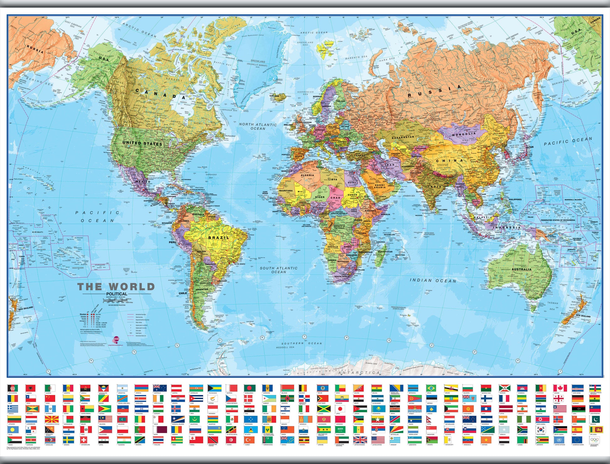 WM00002_L_CANHB - Political World Map with country flags