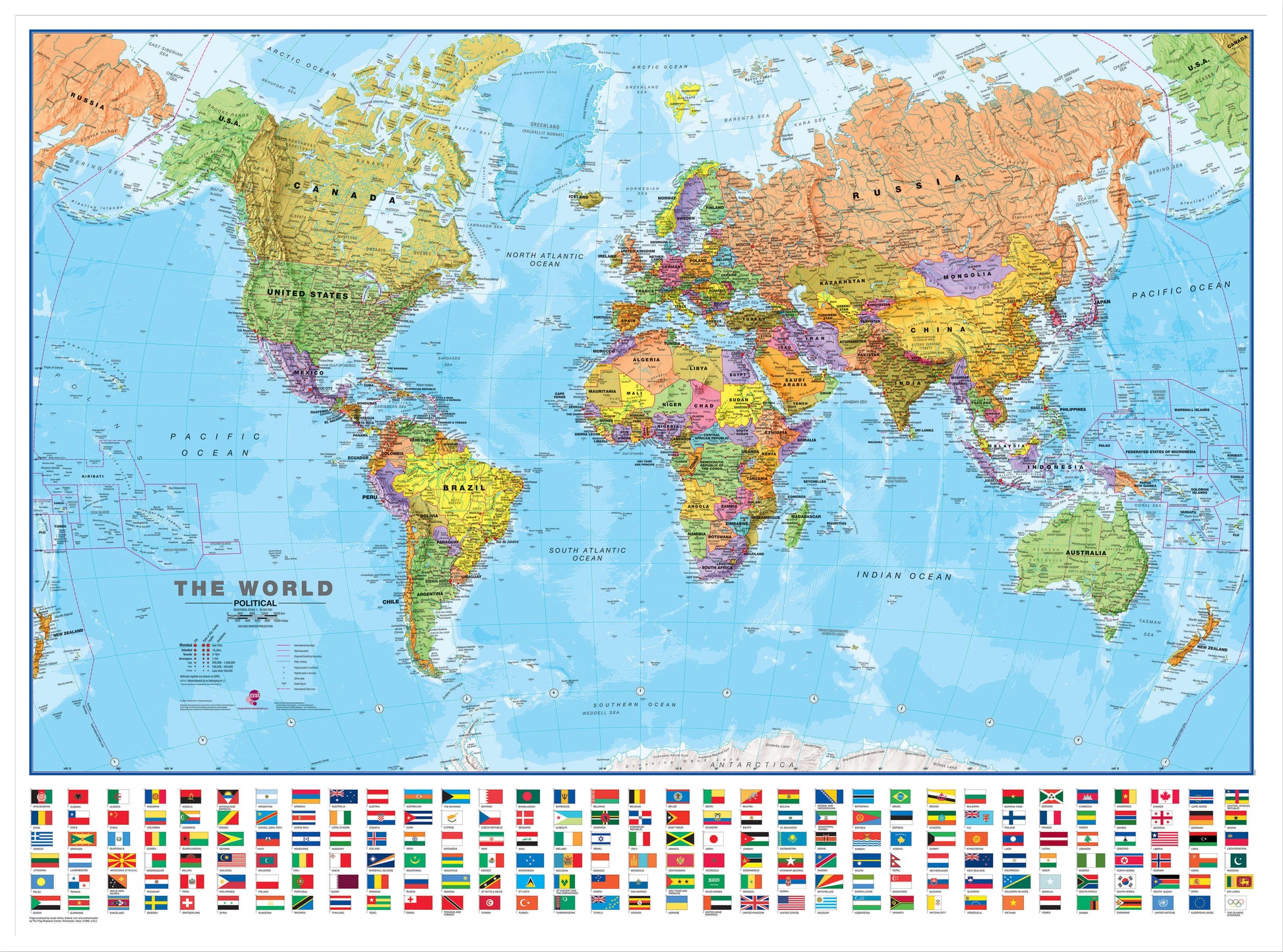 WM00002_L_LBWWH - Political World Map with country flags