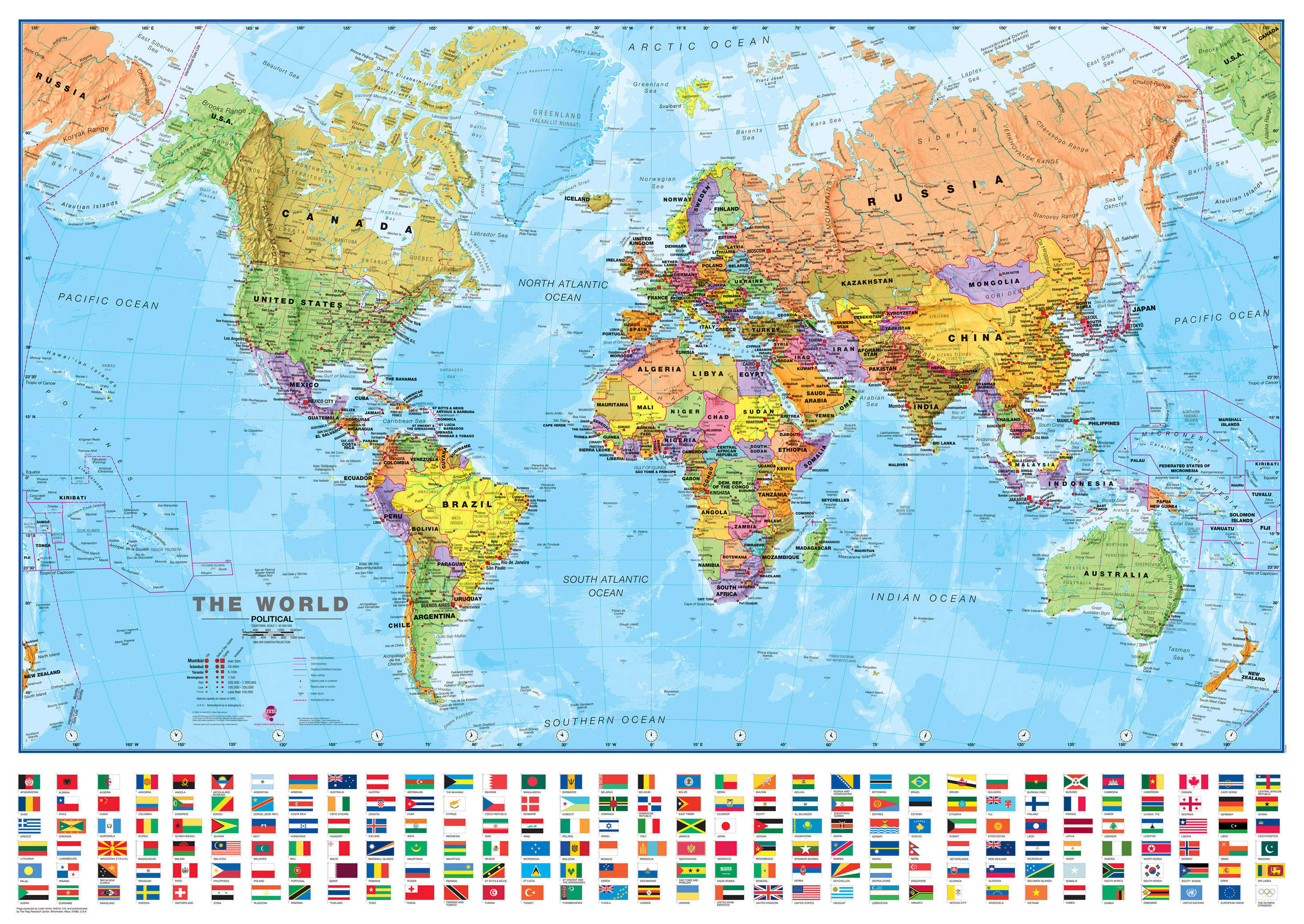 WM00002_M_PAPER - Political World Map with country flags
