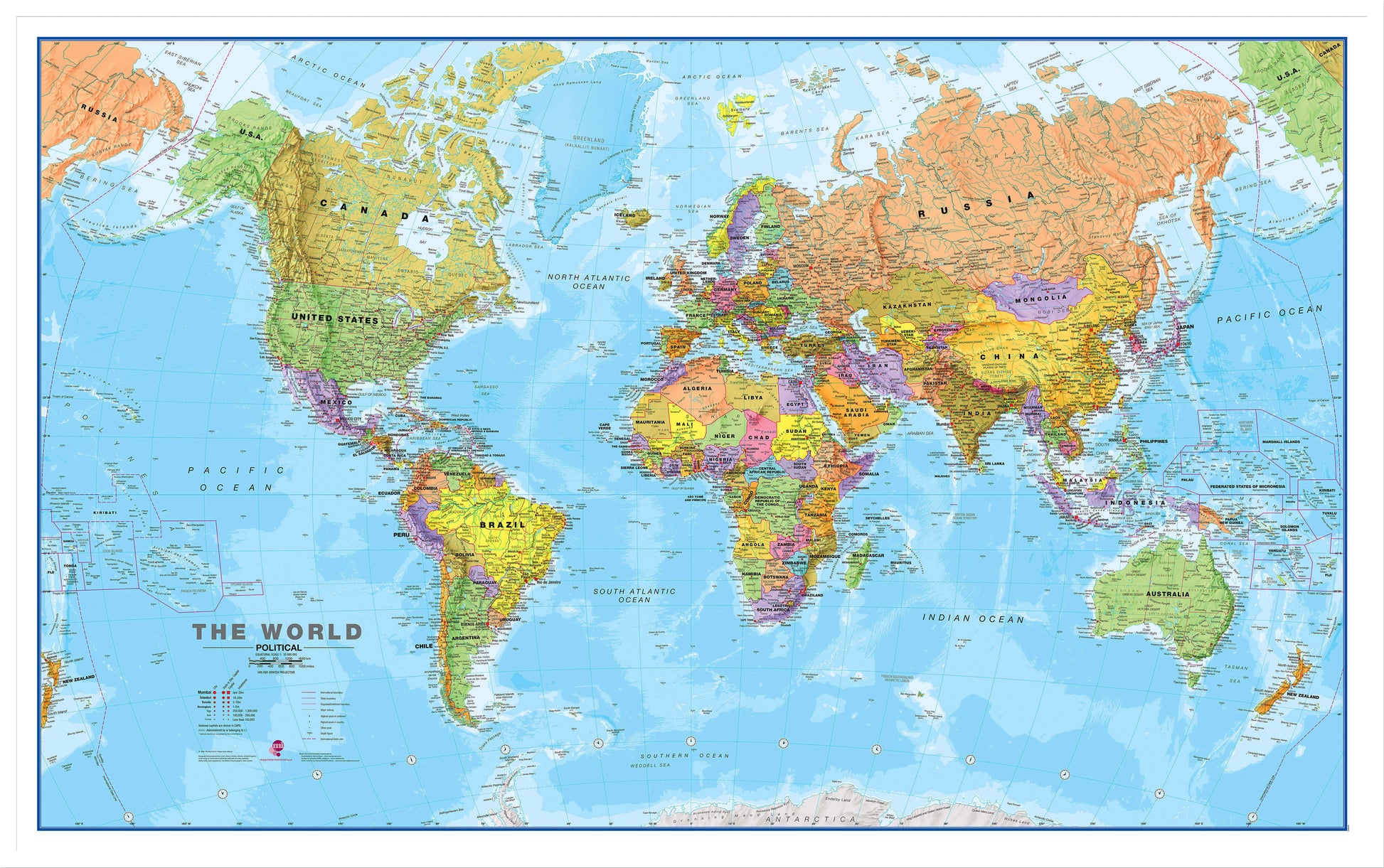WM00001_L_WDWHI - World Political Map
